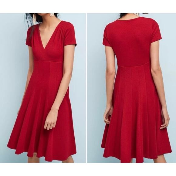 Maeve Dresses & Skirts - Anthropologie Maeve Sz M Lincoln Center Dark Red Fit & Flare Dress Knee Length